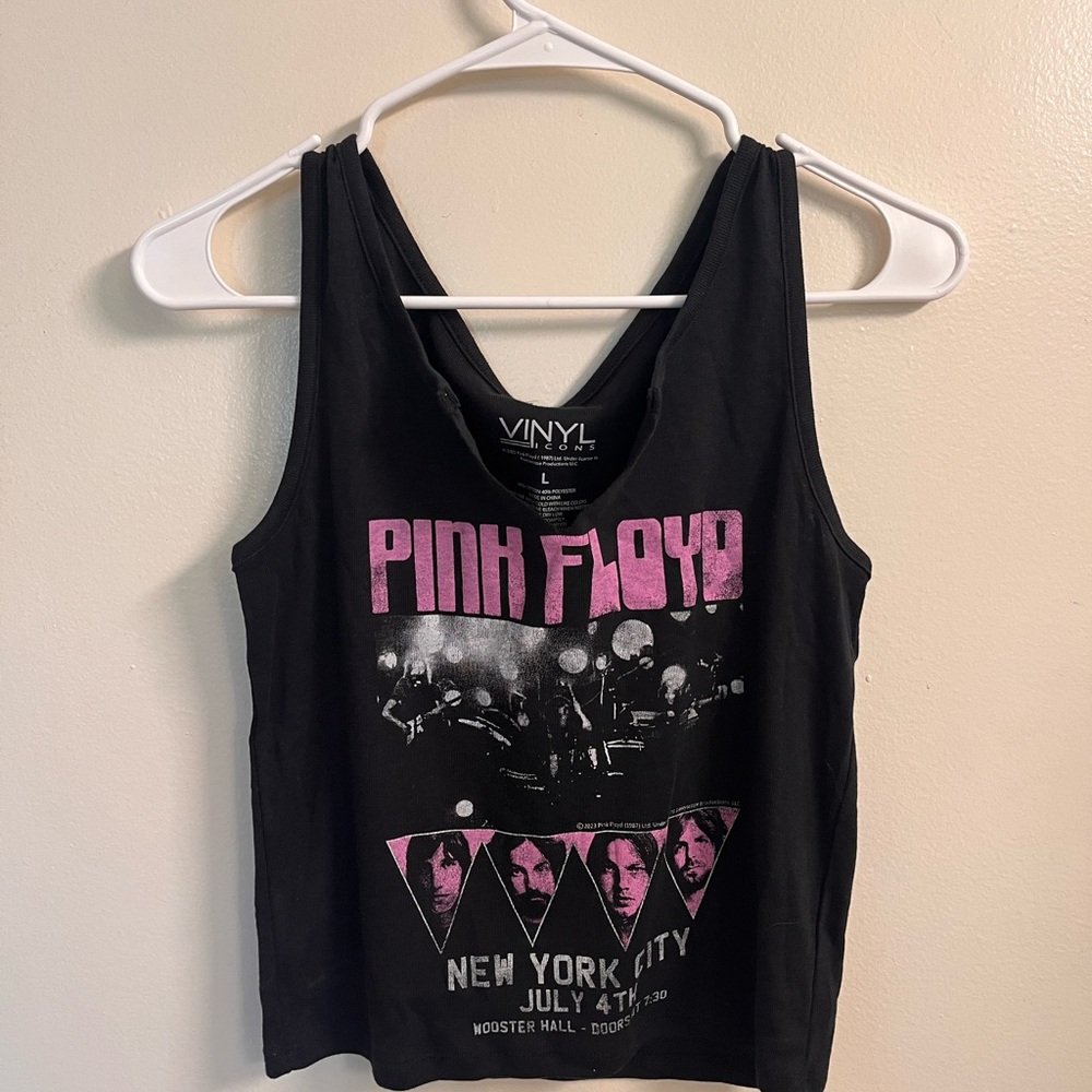 Pink Floyd Black and Pink Graphic Crop Tank Top